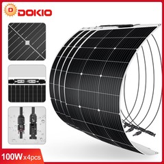 DOKIO 4x100w(400w) 18V Mono Flexible Solar Panel waterproof for Boat Cabin Van