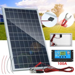 30W Solar Battery Trickle Charger Solar Panel Maintainer 100A Controller for RV