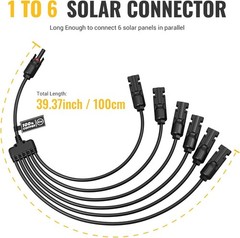 Solar Y Connectors 1 to 6 Parallel Connectors Extra Long for Off Grid Systems