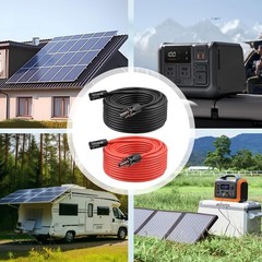 10 AWG Solar Extension Cable 100FT Black + 100FT Red, 10 Gauge Solar Panel Wire