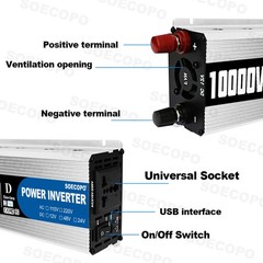 SOECOPO 10000W Solar System Kit, 100A Controller, 12V DC to 110V/220V