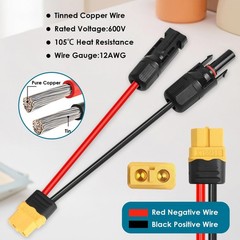 MOOKEERF Solar XT60 Charge Extension Cable 75FT 12AWG XT60 Solar Cable Portable