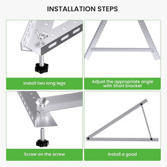 41In Adjustable Solar Panel Mount Brackets with Foldable Tilt Legs, Aluminum Mou