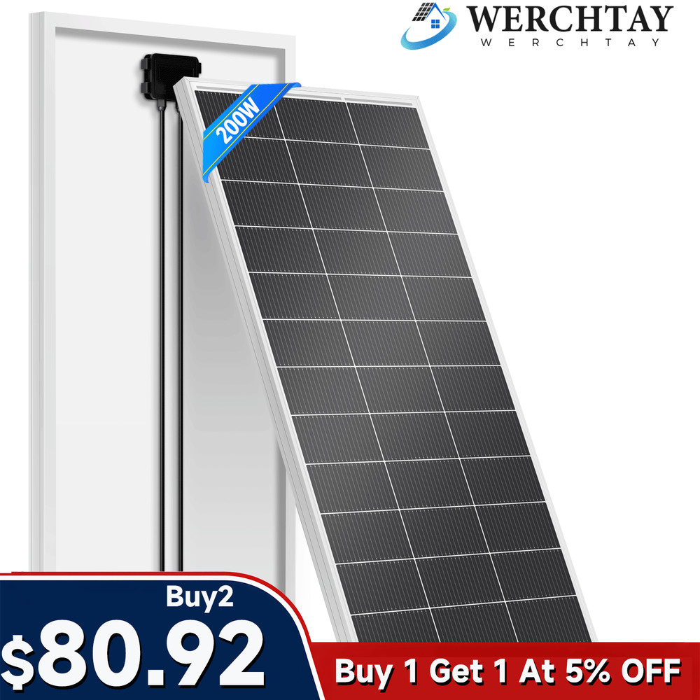 200W Solar Panel Mono 18BB Battery Charge RV PV Home Off-Grid Battery Power Grid