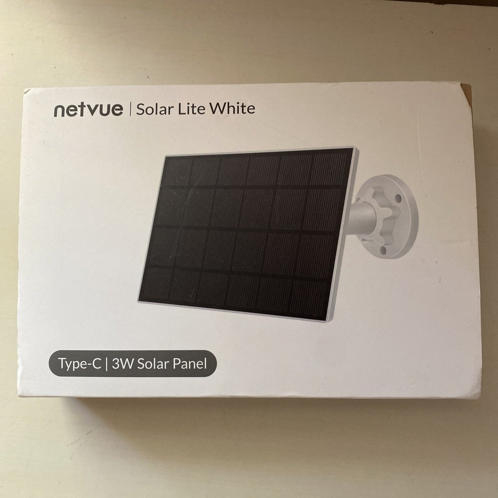 NOS NETVUE 3W Solar Panel, Type-C Charger, Waterproof, Lite White, NA-S002W-TC