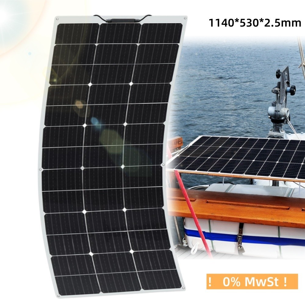 130W Solar Panel Flexible Monocrystalline PV Charging For RV Boat 1140*530*2.5mm