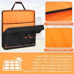 Solar Panel Storage Bag with Orange Lining, Deepened Opening, Zipper with Pull a