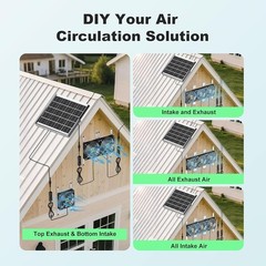Solar Powered Exhaust Fan Greenhouse Chicken Coop Goat Shed Waterproof Durable