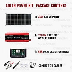Grennova 2200W Pure Sine Off-Grid Solar Kit Dual Voltage DIY Home Backup Power