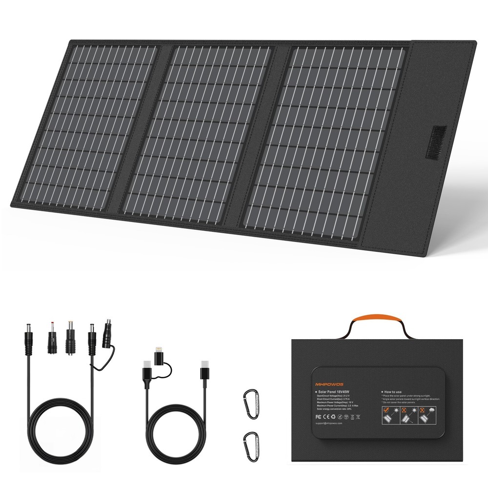 MHPOWOS 45W Solar Power Charger Foldable Solar Panel for Camping Outdoor Gear