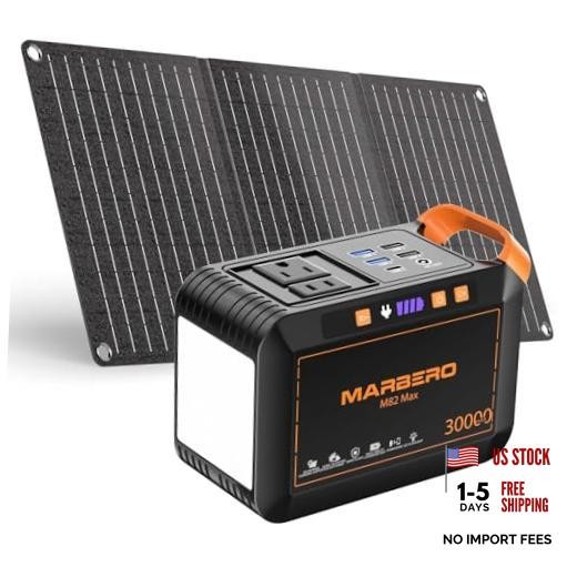 111Wh Solar Generator with Panels Included Solar Panel Kit 30W | Red Black
