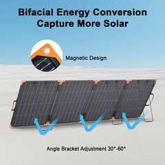 MHPOWOS Bifacial Portable Solar Panel 400 200 100 watt for Power Station