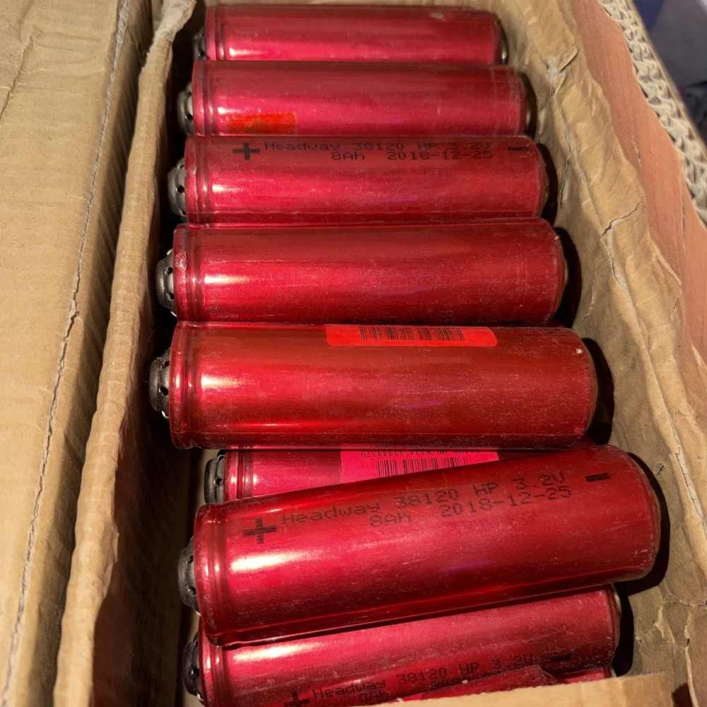 QTY 10 – TESTED WORKING USED HEADWAY 38120 HP 3.2V 8AH LIFEPO4 BATTERIES