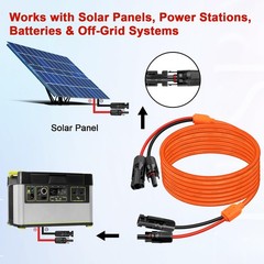 Solar Extension Cable 50FT, 14AWG Tinned Copper with Solar Panel Connectors, …
