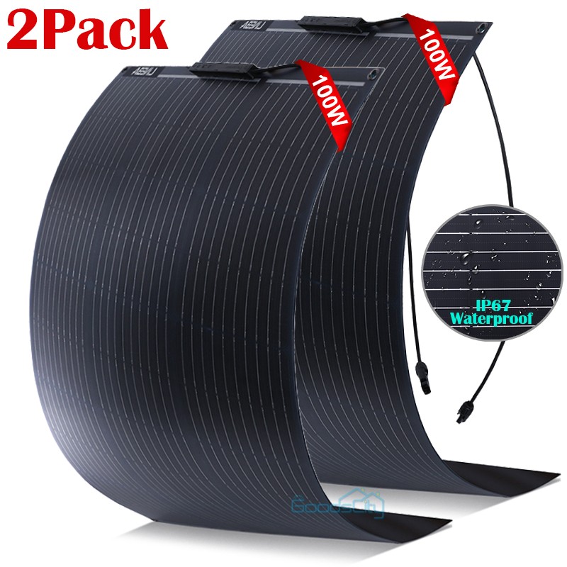 2PCS Mono Flexible Solar Panel 12v Portable Power Charge Camping Home RV Battery