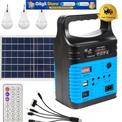 Quiet Blue Portable Solar Generator with LED Flashlight – Ideal for Camping