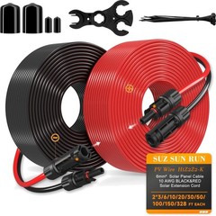 SJZ Sun Run Solar Extension Cable 10Awg 50Ft 6Mm2 Pv Wire