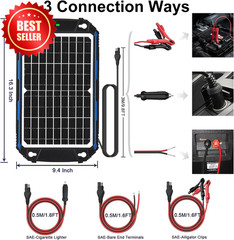 12W 12V Waterproof Solar Battery Charger Maintainer Pro MPPT Controller US