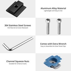 10pcs Solar Panels Mid Clamps for Unistrut, Aluminium Solar Panel Brackets 30…