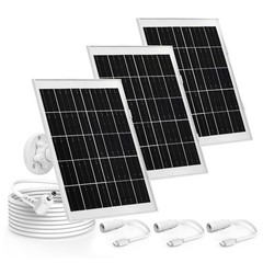 3 Pack 8W Solar Panel Charger for Ring Cameras, Outdoor Security, 10FT Cable