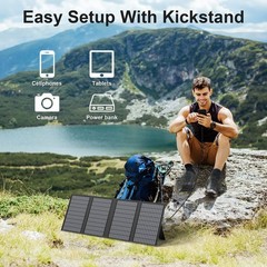MHPOWOS 60W Portable Solar Panel Charger with USB Output QC3.0 Fast Charger