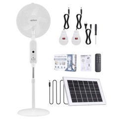 16 Inch Portable Solar Floor Fan Rechargeable Solar Panel Standing Pedestal Fan