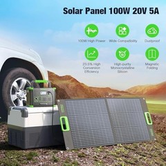 100W Portable Solar Panel, 23.5% High Efficiency ETFE Foldable Green&Black