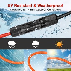 Solar Extension Cable 50FT, 14AWG Tinned Copper with Solar Panel Connectors, …