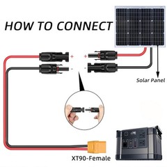 Portable Solar Charging Cable XT90 Male to Solar Connectors Adapter Cable
