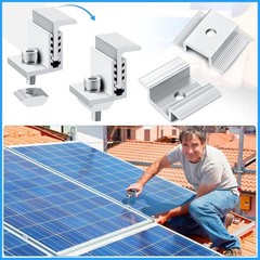 28-Piece Aluminum Solar Panel Clamp Set with Adjustable Mounting Brackets