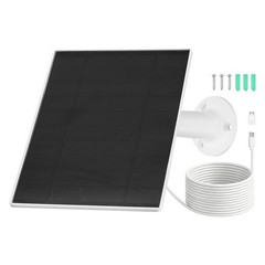 1 Pack of 5V 6W Solar Panel, Waterproof Dual Type-C/USB Solar Charger, White