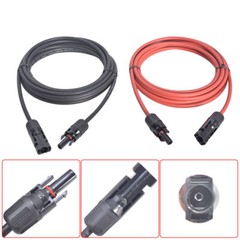 1Pair 10ft Solar Panel Extension Cable Wire Connector 12AWG Black + Red New