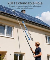 Electric Solar Panel Cleaning Brush and Pole Kit 20Ft 2 Speed Soap Dispenser