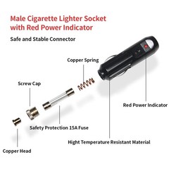 XT60i to Car Cigarette Lighter 14AWG 12V Cigarette Lighter Male Plug Connecto…