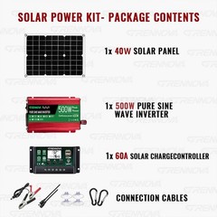 Grennova 500W True Power Solar Kit 60A MPPT Off-Grid RV Home Emergency Backup