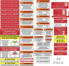 10 Set of 48 Pack PV Solar System Install Label Kit, 480 Pcs
