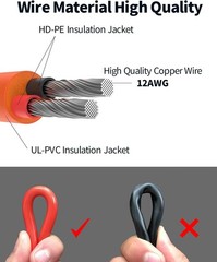 30FT 9M 12AWG Solar Extension Cable for Generators, DC7909 & DC8020 Adapter