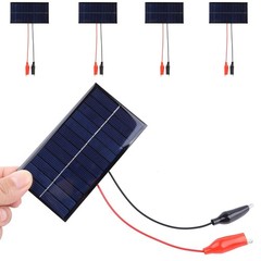 KEJNYT 5Pcs Mini Solar Panels with Wire Clips, 5V 6V 0.84W Solar Cells