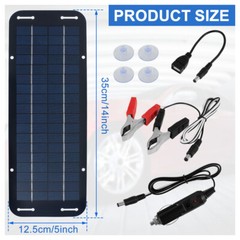 30W Solar Panel 12V Trickle Charger Battery Charger Kit Black For Boat Car RVs