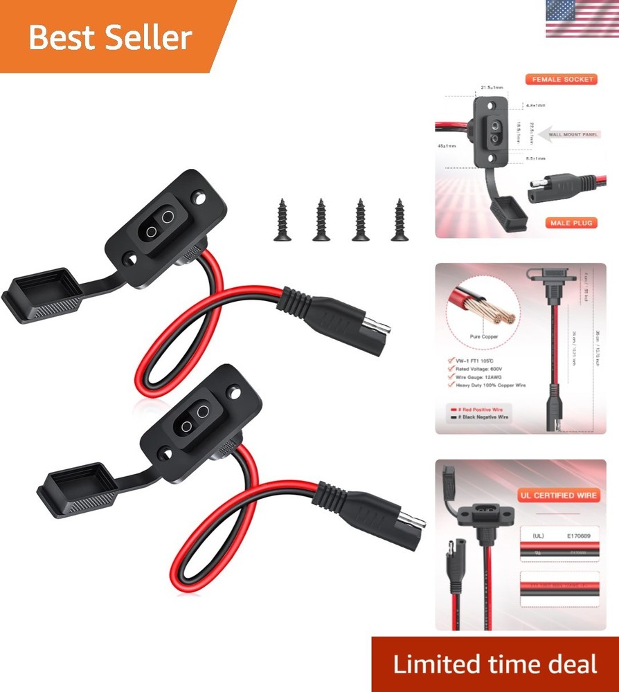 Versatile SAE Flush Mount Connector Set for Solar Generators & Vehicles – 1.15ft