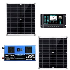 Powerful 7000W Solar Generator Kit | Inverter, 2pcs Solar Panels + Controller