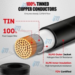 10AWG 100FT Black Solar Panel Extension Cable Female & Male Solar Connector 6mm²