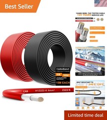2×50 Feet Solar Panel Wire, 10AWG Solar Wire Tinned Copper 10 Gauge PV Cable,…