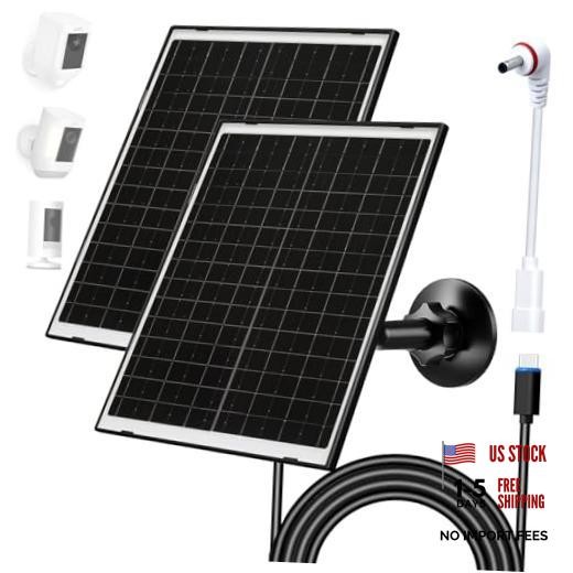FUTUREZEN 10W Solar Panel for Ring Camera, DC 3.5×1.35mm & USB-C Solar 2 Black