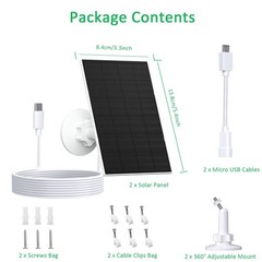 FUTUREZEN 2W Solar Panel for Security Cameras, 5V Solar Charger for Rechargea…