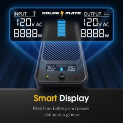 Goldenmate 1000VA 600W Uninterruptible Power Supplies LiFePO4 UPS Pure Sine Wave