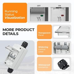 Solar Panel Disconnect Switch 40Amps 550V DC Miniature Circuit Breaker Box fo…