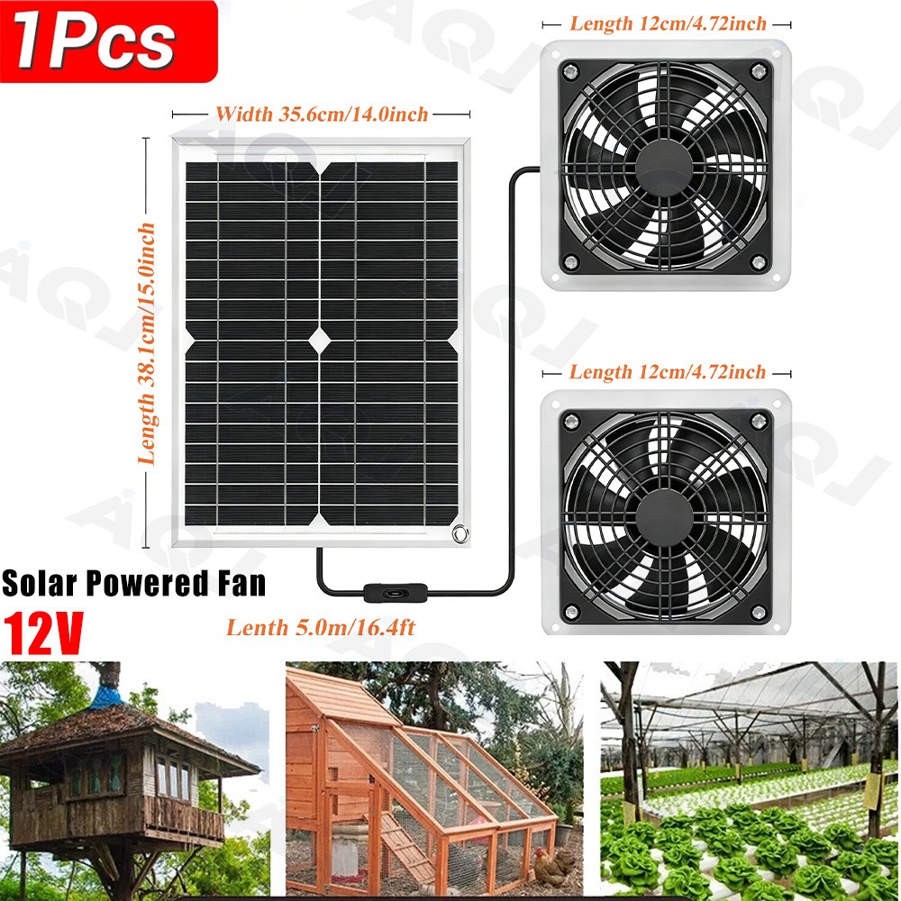 18v Solar Powered Fan Kit Solar Panel Waterproof DC Exhaust Fan for Chicken Coop