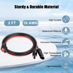 10AWG Solar Panel Cable to Anderson Connector – 2FT Solar Extension Cable with A