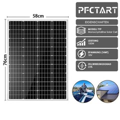 100W 12V Solar Panel High Efficiency Monocrystalline PV Module For RV Boat Home